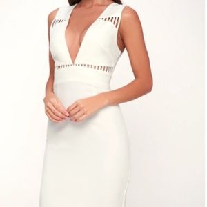 LARA WHITE SLEEVELESS CUTOUT MIDI DRESS